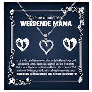 Werdende Mama To Be Schwangerschaft Geschenk Muttertag Silber 925/000 Frauen Herz Halskette Karte Frauen Schmuck Collier Babyparty