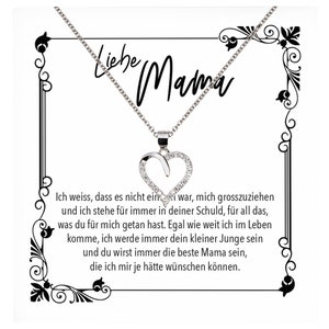 Mama Geschenk von Sohn Muttertag Geburtstag Frauen Schmuck mit Karte Echt Silber Herz Halskette Weihnachten Idee Mutter Sohn