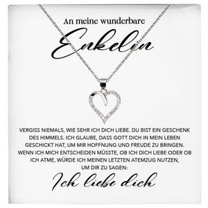 Wunderbare Enkelin Geschenk Silber 925/000 Herz Halskette mit Karte Mädchen Frauen Schmuck Enkelkind Geburtstag Damen Weihnachten Firmung