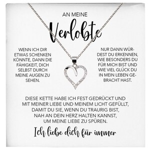 Verlobung Geschenk Frauen Silber 925/000 Herz Halskette mit Karte Schmuck Ich Liebe Dich Verlobte Valentinstag Hochzeitsplanung Jahrestag