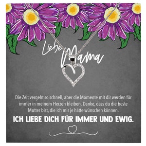 Mama Geschenk Muttertag Geburtstag Frauen Schmuck mit Karte Herz Halskette Echt Silber Weihnachten Idee von Tochter oder Sohn