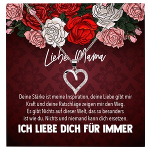Mama Geschenk Muttertag Geburtstag Frauen Herz Halskette mit Karte Echt Silber Schmuck Weihnachten Idee von Tochter oder Sohn