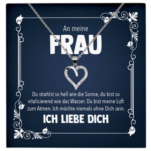 Hochzeitstag Geschenk Ehefrau Schmuck Frauen Valentinstag Geburtstag Idee An Meine Frau - Silber Herz Halskette mit Karte