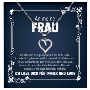 Hochzeitstag Geschenk Ehefrau Schmuck Frauen Valentinstag Geburtstag Idee An Meine Frau - Silber Herz Halskette mit Karte
