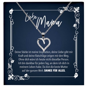 Mama Geschenk Muttertag Geburtstag Frauen Schmuck mit Karte Herz Halskette Echt Silber Weihnachten Idee von Tochter oder Sohn