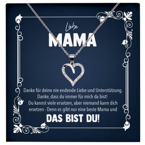Liebe Mama Geschenk Silber 925/000 Herz Halskette Muttertag Valentinstag Frauen Schmuck Karte Mutter Geburtstag Weihnachten Damen Collier