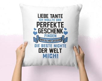 Beste Tante Geschenk von Nichte zum Geburtstag Weihnachten Muttertag Deko Kissen für Frauen Nichte und Tante Spruch Zier Hülle