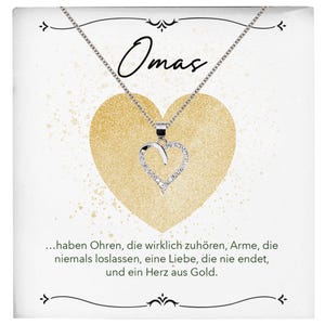 Oma Geschenk Silber 925/000 Herz Halskette Karte Golden Frauen Schmuck Damen Collier Grossmutter Weihnachten Geburtstag Muttertag