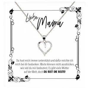 Mama Geschenk Muttertag Geburtstag Frauen Herz Halskette mit Karte Echt Silber Schmuck Weihnachten Idee von Tochter oder Sohn