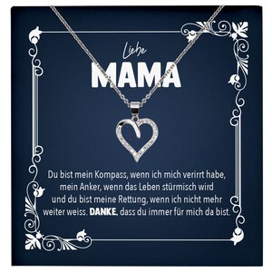 Liebe Mama Geschenk Silber 925/000 Herz Halskette Muttertag Valentinstag Frauen Schmuck Karte Mutter Geburtstag Weihnachten Damen Collier