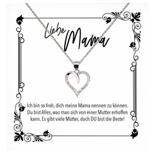 Mama Geschenk Muttertag Geburtstag Frauen Schmuck mit Karte Herz Halskette Echt Silber Weihnachten Idee von Tochter oder Sohn