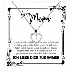Mama Geschenk Muttertag Geburtstag Frauen Herz Halskette mit Karte Echt Silber Schmuck Weihnachten Idee von Tochter oder Sohn