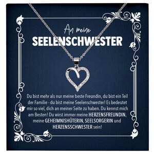 Freundschaftkette Beste Freundin Geschenk Silber 925/000 Schmuck Frauen Collier Herz Anhaenger mit Karte Mädchen Damen Geburtstag Bestie
