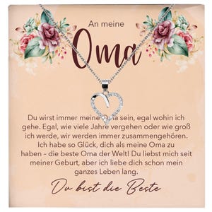 Liebe Oma Geschenk Silber 925/000 Herz Halskette Karte Frauen Schmuck Damen Collier Grossmutter Weihnachten Geburtstag Muttertag Grosseltern