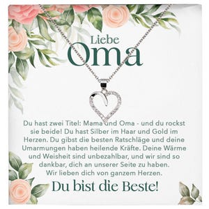 Liebe Oma Geschenk Silber 925/000 Herz Halskette Karte Frauen Schmuck Damen Collier Grossmutter Weihnachten Geburtstag Muttertag Grosseltern