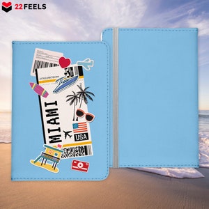 Miami Souvenir Reisepasshülle Organizer Reisen Gadgets Florida USA Vereinigte Staaten von Amerika Urlaub Kunst-Leder Etui Cover Frauen