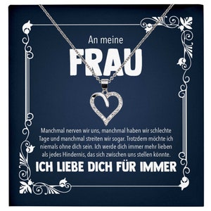 Hochzeitstag Geschenk Ehefrau Schmuck Frauen Valentinstag Geburtstag Idee An Meine Frau - Silber Herz Halskette mit Karte