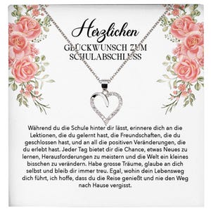 Schulabschluss Geschenk Mädchen Silber 925 Herz Halskette mit Karte Abiturientin Glückwunsch Frauen Schmuck Realschule Gymnasium