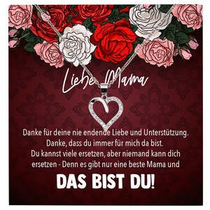 Mama Geschenk Muttertag Geburtstag Frauen Herz Halskette mit Karte Echt Silber Schmuck Weihnachten Idee von Tochter oder Sohn