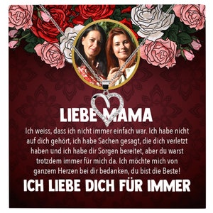 Mama Schmuck Personalisiertes Geschenk Muttertag Geburtstag Frauen Halskette Personalisisierbar Karte Herz Collier Echt Silber Weihnachten