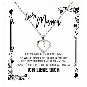Mama Geschenk von Sohn Muttertag Geburtstag Frauen Schmuck mit Karte Echt Silber Herz Halskette Weihnachten Idee Mutter Sohn