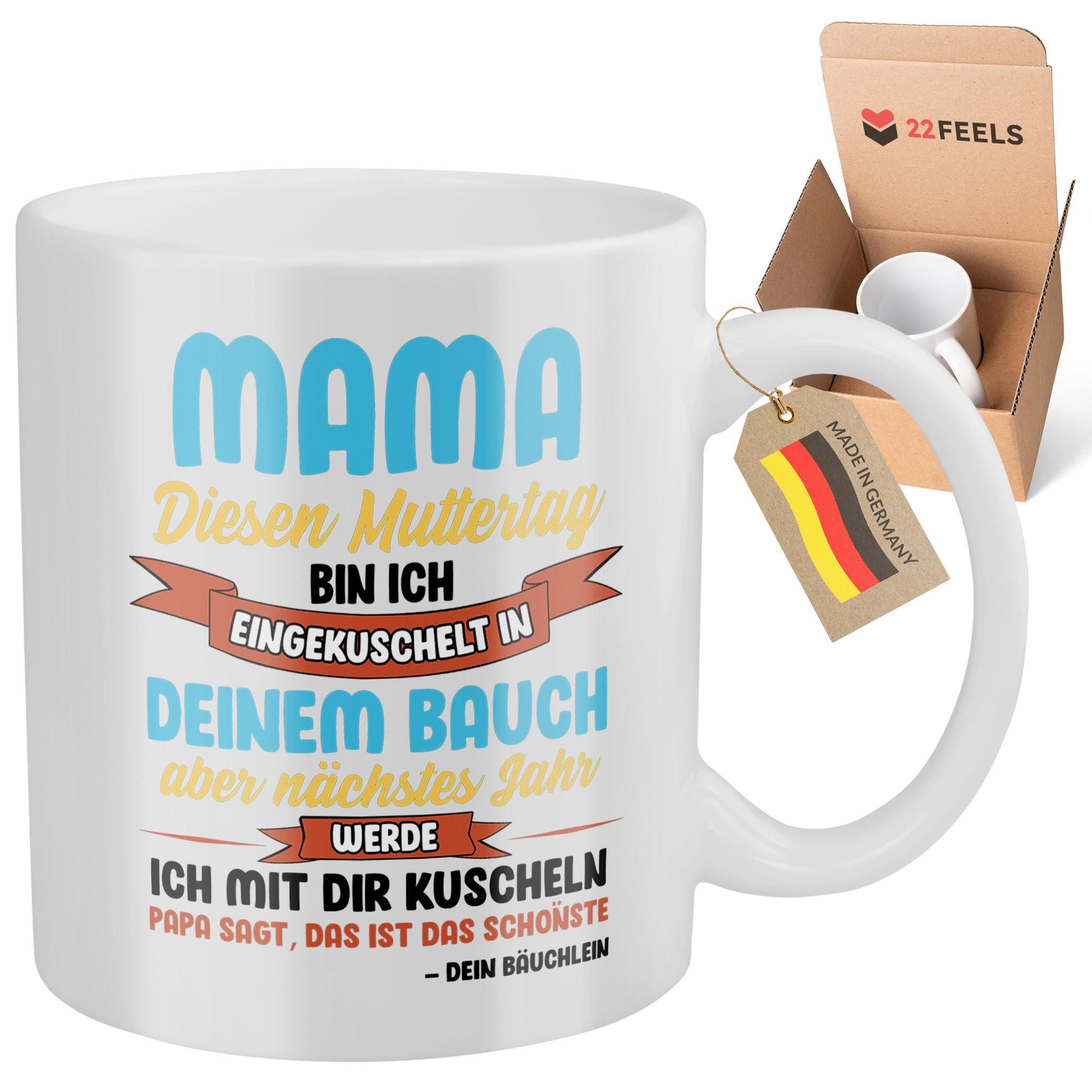 Trendation Mamacado/Papacado Tasse | Niedliche Avocado-Grafik, Schwangerschaftsverkündung | Spülmaschinenfest, Beidseitig Bedruckt