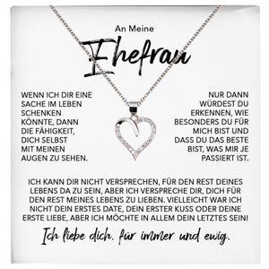 Ehefrau Geschenk Ich Liebe Dich Schmuck Silber 925/000 Frauen Herz Halskette Valentinstag Schatz Hochzeitstag Damen Collier Ehejubiläum