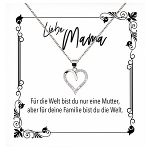 Mama Geschenk Muttertag Geburtstag Frauen Schmuck mit Karte Herz Halskette Echt Silber Weihnachten Idee von Tochter oder Sohn