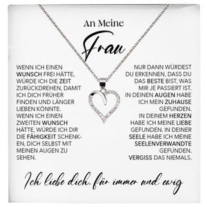 Ehefrau Geschenk Ich Liebe Dich Schmuck Silber 925/000 Frauen Herz Halskette Valentinstag Schatz Hochzeitstag Damen Collier Ehejubiläum