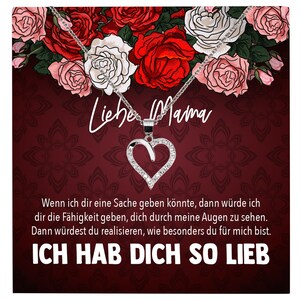 Mama Geschenk Muttertag Geburtstag Frauen Schmuck mit Karte Herz Halskette Echt Silber Weihnachten Idee von Tochter oder Sohn