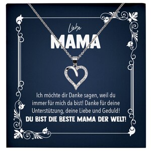 Liebe Mama Geschenk Silber 925/000 Herz Halskette Muttertag Valentinstag Frauen Schmuck Karte Mutter Geburtstag Weihnachten Damen Collier