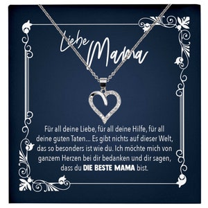 Mama Geschenk Muttertag Geburtstag Frauen Herz Halskette mit Karte Echt Silber SchmuckWeihnachten Idee von Tochter oder Sohn