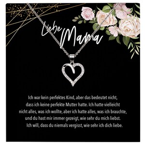 Liebe Mama Geschenk Silber 925/000 Herz Halskette Muttertag Frauen Schmuck mit Karte Mutter Geburtstag Weihnachten Damen Collier Eltern