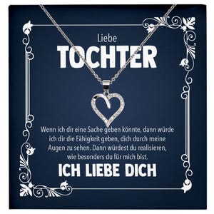 Liebe Tochter Geschenk Silber 925/000 Herz Halskette mit Karte Mädchen Frauen Schmuck Geburtstag Weihnachten Firmung Konfirmation etc.