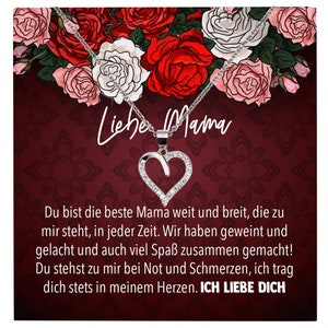 Mama Geschenk Muttertag Geburtstag Frauen Schmuck mit Karte Herz Halskette Echt Silber Weihnachten Idee von Tochter oder Sohn