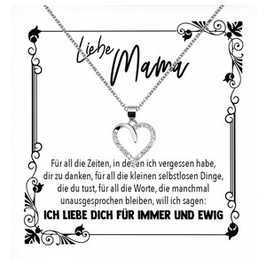 Mama Geschenk Muttertag Geburtstag Frauen Schmuck mit Karte Herz Halskette Echt Silber Weihnachten Idee von Tochter oder Sohn