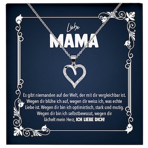 Liebe Mama Geschenk Silber 925/000 Herz Halskette Muttertag Valentinstag Frauen Schmuck Karte Mutter Geburtstag Weihnachten Damen Collier