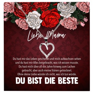 Mama Geschenk Muttertag Geburtstag Frauen Schmuck mit Karte Herz Halskette Echt Silber Weihnachten Idee von Tochter oder Sohn