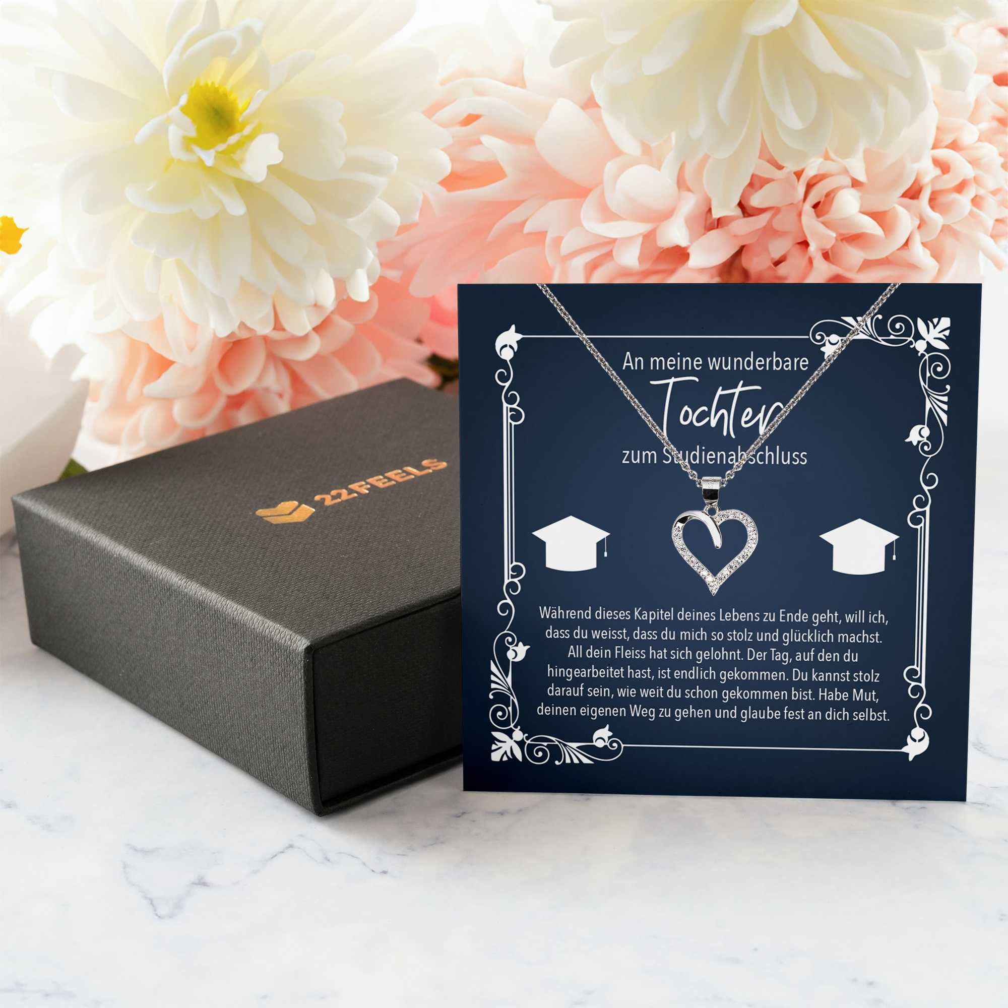 22Feels Enkelin Geschenk Halskette - Silber 925 Herz Mit Zirkonia