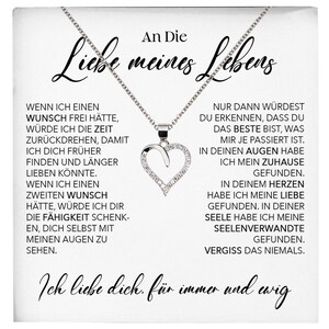 Ich Liebe Dich Frauen Geschenk Silber 925/000 Schmuck "Meines Lebens" Ehefrau Freundin Herz Halskette Valentinstag Hochzeitstag Jahrestag