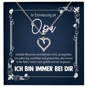 In Erinnerung an Opa Trauer Schmuck Frauen, Andenken, Kondolenzgeschenk, RIP Grossvater, Beerdigung, Gedenken, Silber Herz Halskette mit