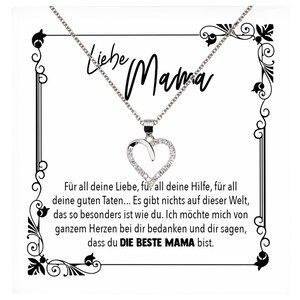 Mama Geschenk Muttertag Geburtstag Frauen Herz Halskette mit Karte Echt Silber Schmuck Weihnachten Idee von Tochter oder Sohn
