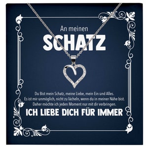 Frauen Geschenk Schmuck Hochzeitstag Ehefrau Jahrestag Freundin Schatz Valentinstag für Sie Set - Silber Herz Halskette mit Karte