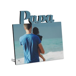 Papa Fotogeschenk Personalisierter Fotoaufsteller Vater Holz Vatertag Geschenk-Idee Geburtstag Weihnachten Bilderrahmen Familienbild