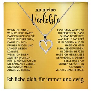Verlobung Geschenk Frauen Silber 925/000 Herz Halskette mit Karte Schmuck Ich Liebe Dich Verlobte Valentinstag Hochzeitsplanung Jahrestag