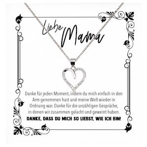 Mama Geschenk Muttertag Geburtstag Frauen Schmuck mit Karte Herz Halskette Echt Silber Weihnachten Idee von Tochter oder Sohn