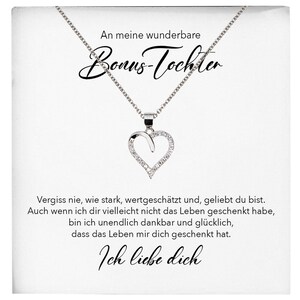 Wunderbare Stieftochter Geschenk Silber 925/000 Herz Halskette mit Karte Mädchen Frauen Schmuck Geburtstag Weihnachten Firmung Konfirmation