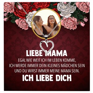 Mama Tochter Schmuck Personalisiertes Geschenk Muttertag Geburtstag Frauen Halskette Personalisisierbar Karte Herz Collier Echt Silber