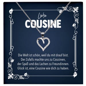 Liebe Cousine Geschenk Silber 925/000 Herz Halskette mit Karte Mädchen Frauen Schmuck Familie Geburtstag Damen Weihnachten Firmung