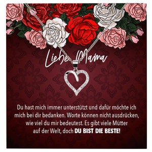 Mama Geschenk Muttertag Geburtstag Frauen Herz Halskette mit Karte Echt Silber Schmuck Weihnachten Idee von Tochter oder Sohn